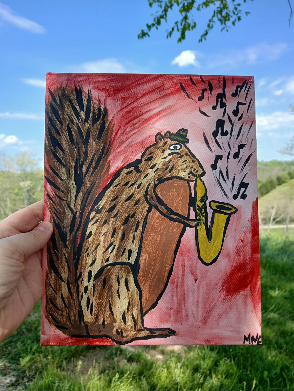 Squirrel Playing Music Painting